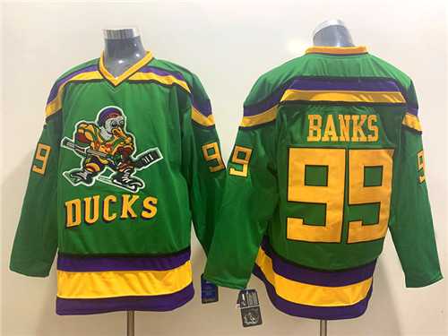 Mens Anaheim Ducks #99 Adam Banks Green CCM Jersey->anaheim ducks->NHL Jersey